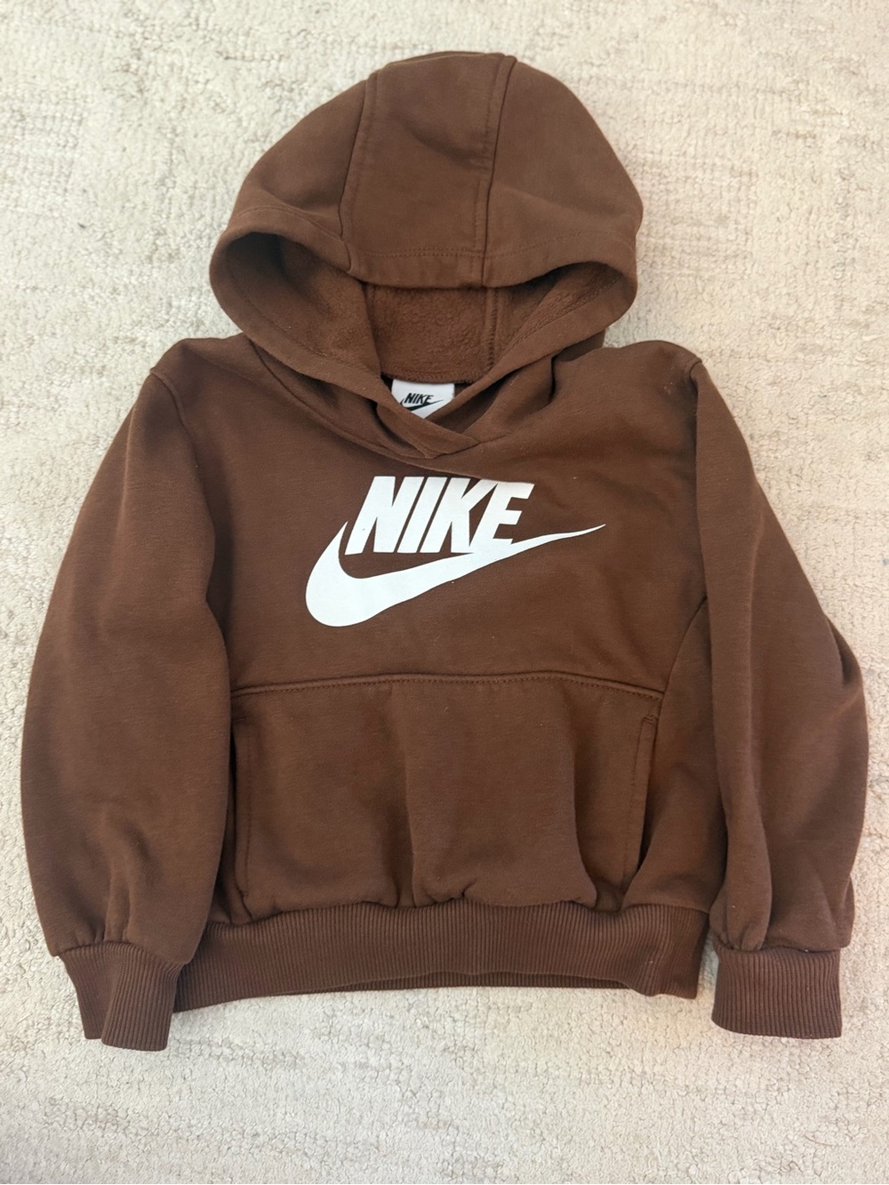 Nike Brown Hoodie with White Logo - Kids Sweatshirt